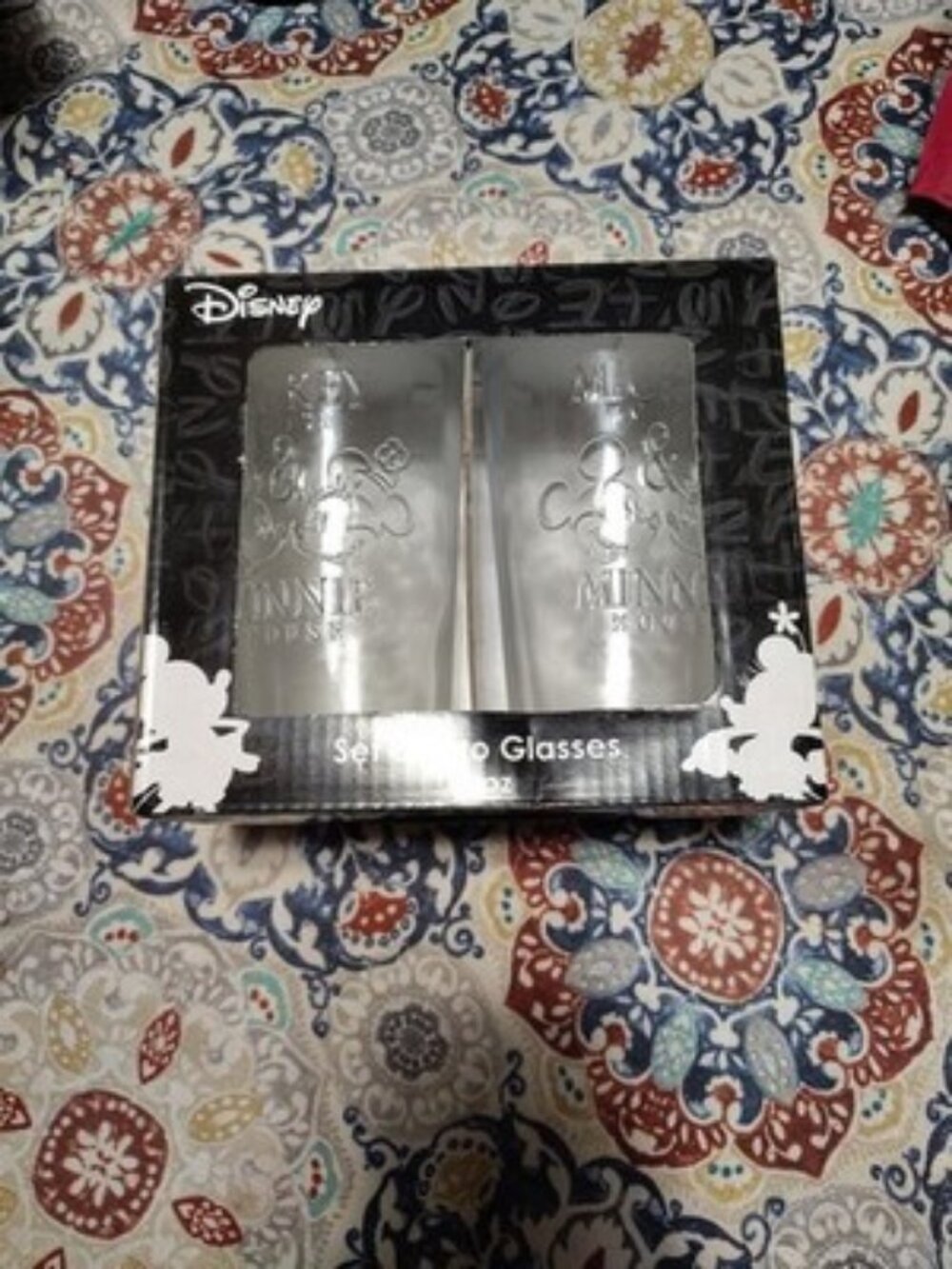 Disney Mickey And Minnie Mouse Set Of 2 Glasses Clear NWB